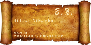 Bilicz Nikander névjegykártya